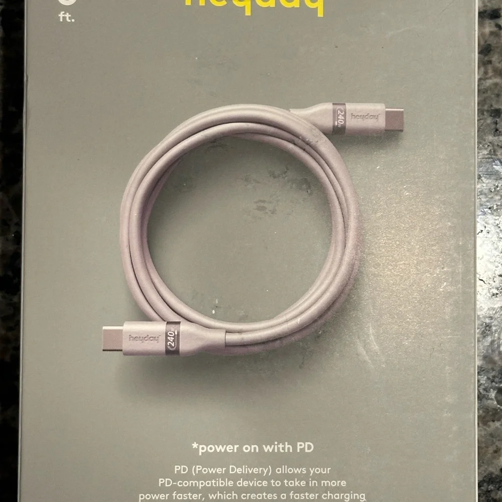 Heyday Soft-Touch Fast Charging Cable and Wall Charger - Light Purple